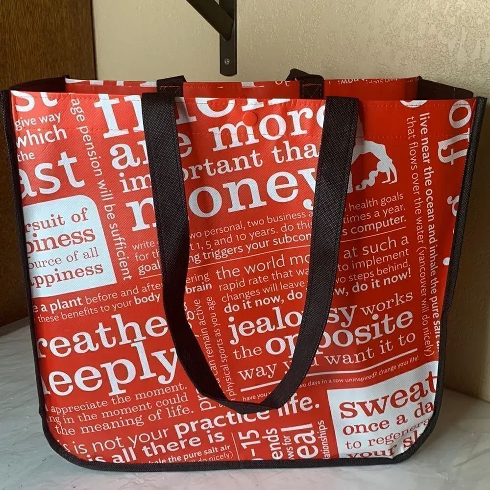 Lululemon Red & Black Reusable Shopping Bag Large